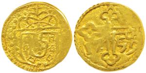 Damao (Daman), Jose the Reformer (1750-1777 AD), Gold 10 Xerafins, 5.68g, obv.crowned arms