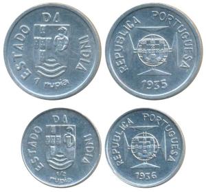 Silver Rupia and ½ Rupia, 1935 and 1936 (KM 23 & 22). Uncirculated. (2)