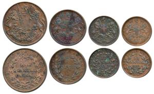 ¼ Anna, 1835, Madras Mint, 23 Berries (12 L+11 R), slanting top to numeral 1, Y of COMPANY