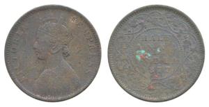 Victoria Empress, Copper ½ Anna, 1877. Very Fine.