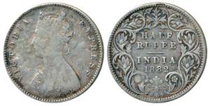Victoria Empress, Silver ½ Rupee, 1882, Calcutta Mint, A / I / C incuse, (Prid 266). Ex-mo