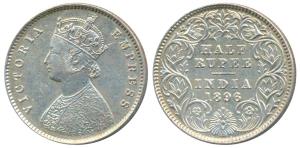 Victoria Empress, Silver ½ Rupee, 1896, Calcutta Mint, A / I / C incuse, (Prid 279). Clean