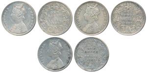 Victoria Empress, Silver Rupee, 1883 (3), Calcutta Mint, A1 / I / C incuse; Bombay Mint, A