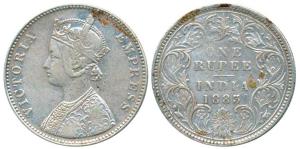Victoria Empress, Silver Rupee, 1883, Bombay Mint, Mule, A1 / I / B raised, Unlisted in Pr