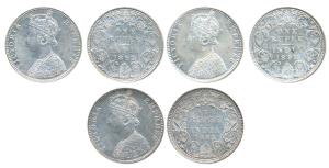 Victoria Empress, Silver Rupee (3), 1892 (2); 1893, Bombay Mint, C2 / I / B incuse, (Prid 