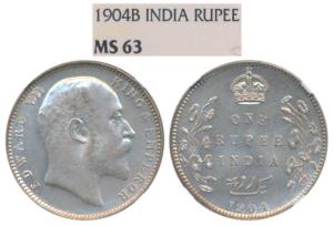 Edward VII, Silver Rupee, 1904, Bombay Mint (Prid 200). Graded by NGC MS63.
