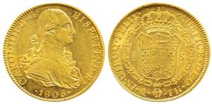 Mexico, Charles IX, Gold 8 Escudos, 27.04g, Mexico City Mint, 1805, (KM159). About Extreme