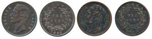 Sarawak, Copper 1 Cent, James Brooke Rajah, 1863; Charles Brooke Rajah, 1891 (KM 3 & 6). V