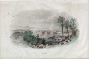 View of Bombay Fort and Harbor, by James Sprent Virtue, steel engraved print, 1848. 23 x 1