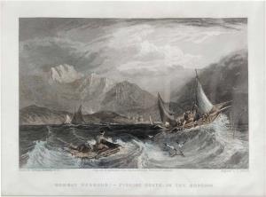 Bombay Harbour:- Fishing Boats, in the Monsoon, drawn by Clarkson Stanfield, steel engravi