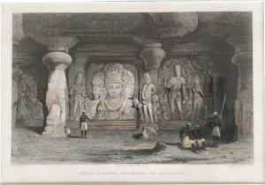 Triad Figure, Interior of Elephanta, 1848. 22.5 x 15.5 cm. From vol. 3 of 'The Indian Empi