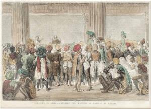Sketches in India, Anti-Salt Tax Meeting of Natives at Bombay, wood engraving. 23.5 x 16.5