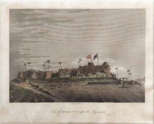 View of Onore Fort after the Seige in 1783, James Forbes. 26 x 20.5 cm. Scattered brown ma