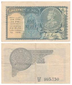 George V, Rupee 1, 2nd issue, 1935, signed J. W. Kelly, Prefix D (J&R 3.2.1D). Very Fine, 