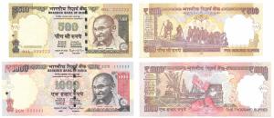 Rupees 500 & 1,000, 2015, signed Raghuram Rajan, fancy number, 777777 & 111111 respectivel