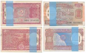 Rupees 2 Bundles (2), signed R. N. Malhotra, (J&R 6.2.9.3A & 6.2.11.B). About Uncirculated