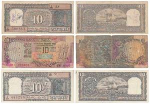 Rupees 10, signed Manmohan Singh and R. N. Malhotra (2), Error, serial number only partial
