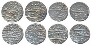 Aurangzeb, Silver Rupees (4), Jahangirnagar Mint, AH 1093/25, (KM 300.107); Akbarnagar Min
