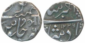 Anand Rao (AH 1215-1235, 1800-1819 AD), Silver ½ Rupee, 5.7g, Baroda Mint, in the name of 