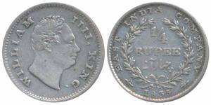 William IV, Silver ¼ Rupee, 1835, Bombay Mint, No initials, Wreath with 20 Berries (10L+10