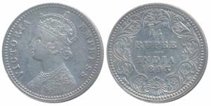 Victoria Empress, Silver ¼ Rupee, 1893, Calcutta Mint, C / II / C incuse (Prid 398). Very 