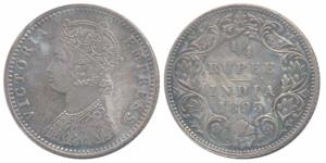 Victoria Empress, Silver ¼ Rupee, 1893, Bombay Mint, C / I / B incuse (Prid 428). Minor ed