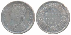 Victoria Empress, Silver ¼ Rupee, 1898, Bombay Mint, C / I / B incuse (Prid 428). A couple