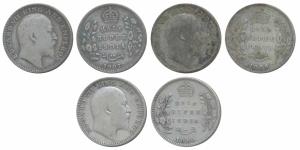 Edward VII, Silver ½ Rupee (3), 1907, 1909 and 1910, all Calcutta Mint. Fine. (3)