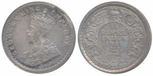 George V, Silver ¼ Rupee, 1911, Calcutta Mint, (Prid 440). Slight adhesion at top right, E