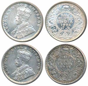 George V, Silver ½ Rupee, 1934, Calcutta Mint (Prid 334). About Uncirculated.