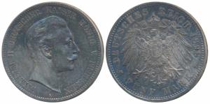 Germany, Wilhelm II, Silver 5 Mark, 27.66g, Berlin Mint, 1903, (KM 523). Very Fine+.