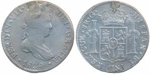 Mexico, Ferdin VII, Silver 8 Reales, 26.54g 1824. Ex-mount, About Very Fine.