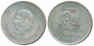 Mexico, Silver 5 Pesos, 27.78g, 1953, lettered edge Industria Comercio Agricultura (KM 467