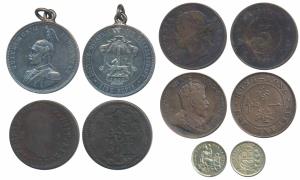 Peru, Silver, ½ Dinero, 1.25g; Spain, Copper, (KM461) 8 Maravedis; Hong Kong, Edward VII, 