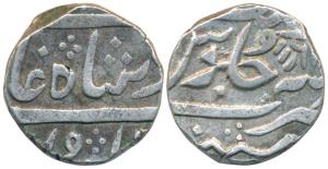 Anand Rao, Silver Rupee, 11.4g, Sankheda Mint, in the name of Shah Alam II, Nagari initial