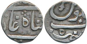Anand Rao, Silver Rupee, 11.2g, Sankheda Mint, in the name of Shah Alam II, sword as mint 