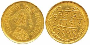 Sayaji Rao III (AH 1292-1357, 1875-1938 AD), Gold 1/6 Mohur, 1.06g, VS 1959, obv. portrait