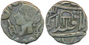 Silver ¼ Rupee, 2.55g, obv. with the name and portrait of Queen Victoria flanked by a swor