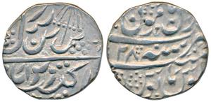 Ranjit Dev, Silver Rupee, 11.41g, Dar al-aman Jammu Mint, AH 1841/27, umbrella at top on o