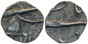 Gulab Singh (VS 1903-1913, 1846-1856 AD), Silver 1/16Rupee, 0.59g, Srinagar Mint, JHS on o