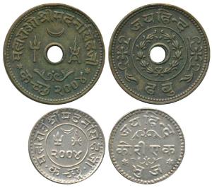 Madan Singhji, Silver Jai Hind Kori, 4.48g, Copper Jai Hind Dhabu, 6.67g, both VS 2004 (KM