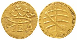 Goa, Manuel I (1495-1521 AD), Gold ½ Manuel (Mea or 240 Reais), Goa Mint, obv. a large cro