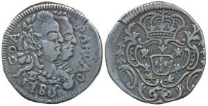 Goa, Maria I & Pedro III, Silver Pardao, 5.27g, 1785, obv. conjoined busts of the king and
