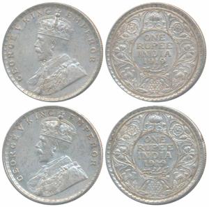 George V, Silver Rupee (2), 1919, Bombay Mint. About Extremely Fine. (2)