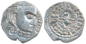 Guptas, Skandagupta (455-480 AD), Silver Drachma, 2.42g, Madhyadesha type, obv. bust of th