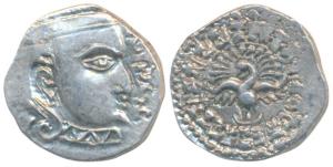 Guptas, Skandagupta, Silver Drachma, 2.45g, Madhyadesha type, obv. bust of the ruler to ri