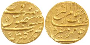 Aurangzeb, Gold Mohur, 10.9g, Gulbarga Mint, AH (10)99/32, complete mint name at bottom on
