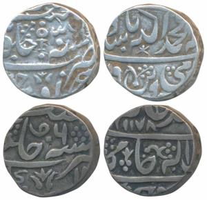 Dalipnagar Mint, Silver Rupee (2), in the name of Shah Alam II; the second AH 1178/6, in t