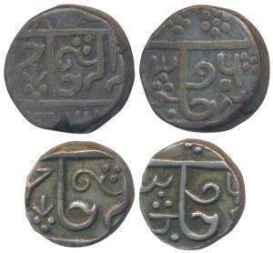 Raja Shahi series, Silver Rupee & ½, 10.7g & 5.4g, in the name of Shah Alam II, RY 6 (KM C
