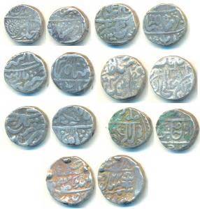 Assorted Lots, Silver Rupee (7), Jaipur Mint; Tonk, Muhammad Ibrahim Ali Khan; Mewar, Chit